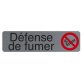 Plaque adhésive imitation aluminium Défenser de fumer 16,5X4,4 cm 67160E