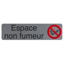 Plaque adhésive imitation aluminium Espace non fumeurs 16,5X4,4 cm 67174E