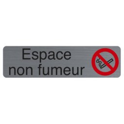 Plaque adhésive imitation aluminium Espace non fumeurs 16,5X4,4 cm 67174E