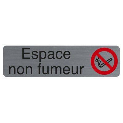 Plaque adhésive imitation aluminium Espace non fumeurs 16,5X4,4 cm 67174E