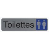 Plaque adhésive imitation aluminium Toilettes dame / homme 16,5X4,4 cm 67151E