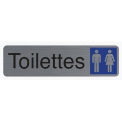 Plaque adhésive imitation aluminium Toilettes dame / homme 16,5X4,4 cm 67151E