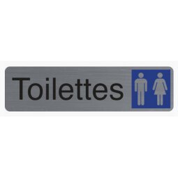 Plaque adhésive imitation aluminium Toilettes dame / homme 16,5X4,4 cm 67151E