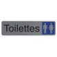 Plaque adhésive imitation aluminium Toilettes dame / homme 16,5X4,4 cm 67151E