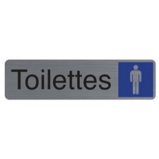 Plaque adhésive imitation aluminiumToilettes homme 16,5X4,4 cm 67159E