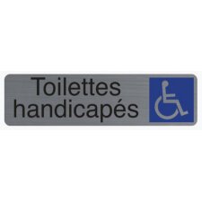 Plaque adhésive imitation aluminium Toilettes handicapés 16,5X4,4 cm 67164E