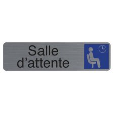 Plaque adhésive imitation aluminium Salle d'attente 16,5X4,4 cm 67167E