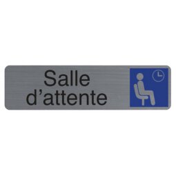 Plaque adhésive imitation aluminium Salle d'attente 16,5X4,4 cm 67167E