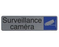 Plaque adhesive exacompta surveillance camera imitation aluminium 16,5x4,4cm