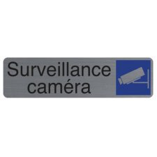 Plaque adhésive imitation aluminium Surveillance camera 16,5X4,4 cm 67153E