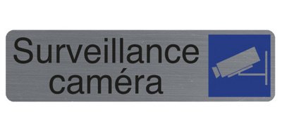 Plaque adhesive exacompta surveillance camera imitation aluminium 16,5x4,4cm