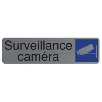 Plaque adhésive imitation aluminium Surveillance camera 16,5X4,4 cm 67153E