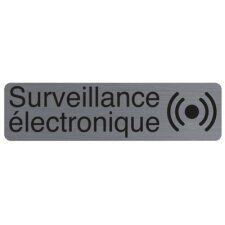 Plaque adhésive imitation aluminium Surveillance électronique 16,5X4,4 cm 67170E