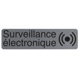 Plaque adhésive imitation aluminium Surveillance électronique 16,5X4,4 cm 67170E