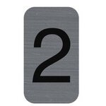 Plaque adhésive imitation Aluminium Chiffre 2 2,5x4,4 cm 67182E