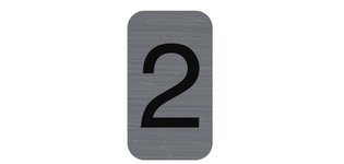 Plaque de signalisation chiffres '2', 25 x 44 mm