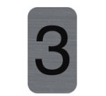 Plaque de signalisation chiffres '3', 25 x 44 mm