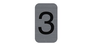 Plaque de signalisation chiffres '3', 25 x 44 mm