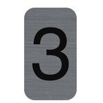 Plaque adhésive imitation Aluminium Chiffre 3 2,5x4,4 cm 67183E