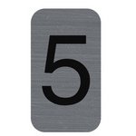 Plaque adhésive imitation Aluminium Chiffre 5 2,5x4,4 cm 67185E