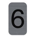 Plaque adhésive imitation Aluminium Chiffre 6 2,5x4,4 cm 67186E