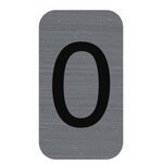 Plaque adhésive imitation Aluminium Chiffre 0 2,5x4,4 cm 67190E