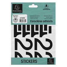 Pochette de chiffres adhésifs noirs 0-9 60 mm - Noir