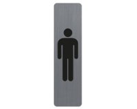 Plaque adhésive imitation aluminium Homme 16,5X4,4 cm - Gris