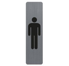 Plaque adhésive imitation aluminium Homme 16,5X4,4 cm - Gris