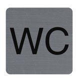 Plaque adhésive imitation aluminium WC 7,5x7,5 cm - Gris