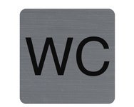 Plaque adhésive imitation aluminium WC 7,5x7,5 cm - Gris
