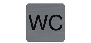 Plaque adhésive imitation aluminium WC 7,5x7,5 cm - Gris