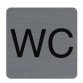 Plaque adhésive imitation aluminium WC 7,5x7,5 cm - Gris