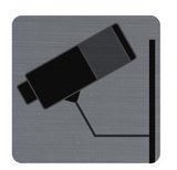 Plaque adhésive imitation aluminium Surveillance caméra 7,5x7,5 cm - Gris