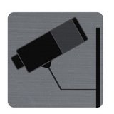 Plaque adhésive imitation aluminium Surveillance caméra 7,5x7,5 cm - Gris