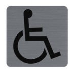 Plaque adhésive imitation aluminium Handicapés 7,5x7,5 cm - Gris