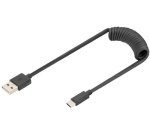 Câble spiralé USB 2.0, USB-A - USB-C, 1,0 m