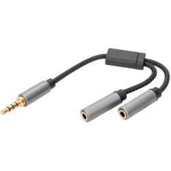 Adaptateur casque audio, jack mâle 3,5 mm, noir/gris