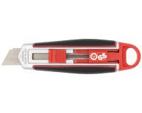 Cutter de sécurité lame longue de 18 mm, rouge/noir