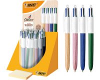 BIC Stylo à bille rétractable 4Colours Wood Style présentoir