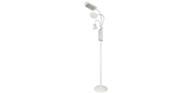 LED floor lamp with clamp & magnifier, white