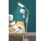 Lampe LED sur pied avec pince & loupe, blanc