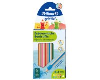 Crayon de couleur triangulaire griffix, étui de 9