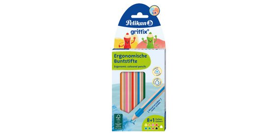 Crayon de couleur triangulaire griffix, étui de 9