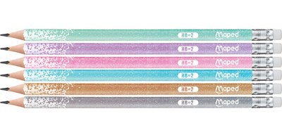 Graphite pencil wood HB BLACK'PEPS GLITTER, with eraser