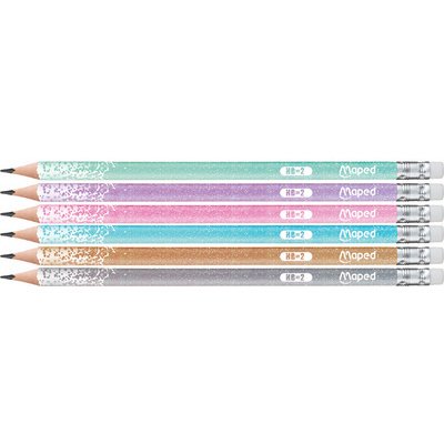 Crayon graphite bois HB BLACK'PEPS GLITTER, avec gomme