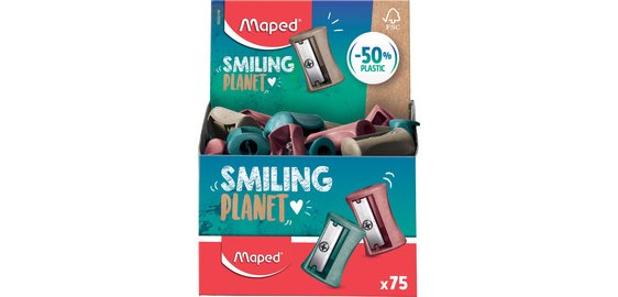 Maped Smiling Planet taille-crayon Vivo, 1 trou, présentoir de 75 pièces