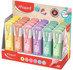 Surligneur FLEX PASTEL, pointe souple, présentoir, 24