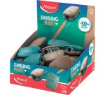 Taille-crayons SMILING PLANET, bleu/brun, présentoir