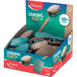 Taille-crayons 1 usage PULSE SMILING PLANET, bleu/brun